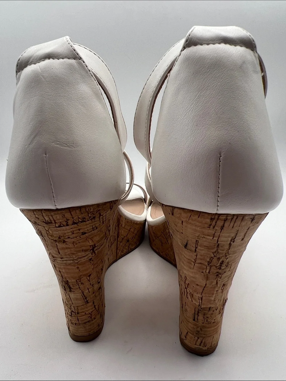 Charles by Charles David White Cork Wedge Sandals Women’s 9.5 M Ankle Strap